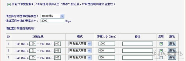 IP带宽控制的设置方法